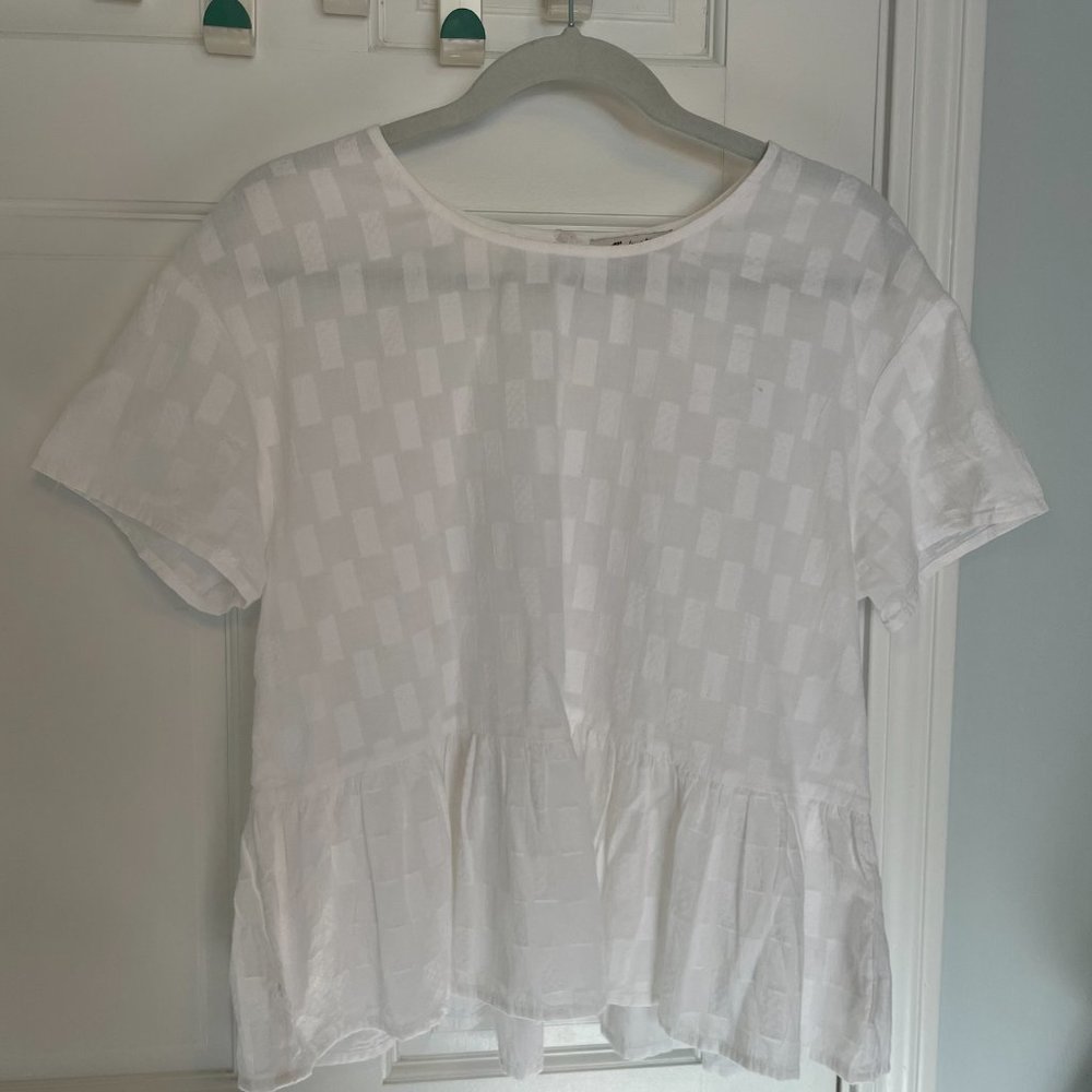 White Cotton Madewell Peplum Shirt Size Medium